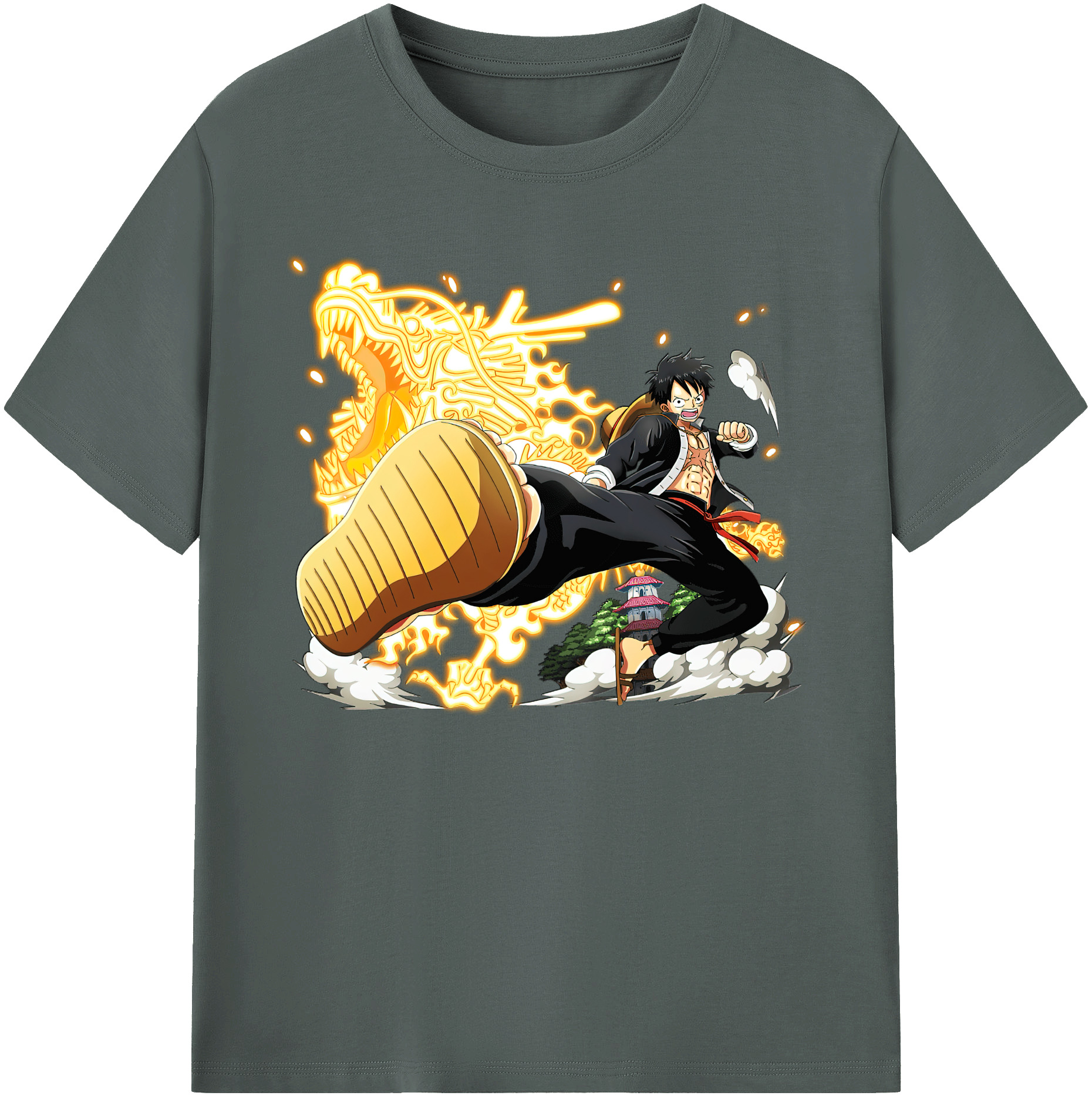 ワンピース モンキー・D・ルフィ ONE PIECE Monkey D. Luffy 綿100％ メンズ半袖Tシャツ｜肌触りやわらか＆通気性